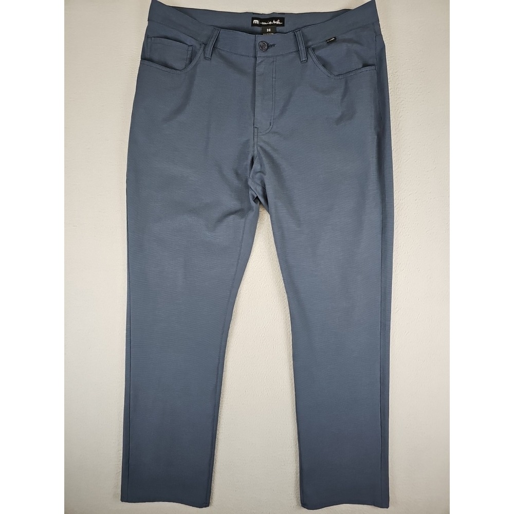 Travis Mathew Pants 37x30 Blue Performance Stretch Flat Front Golf Chino